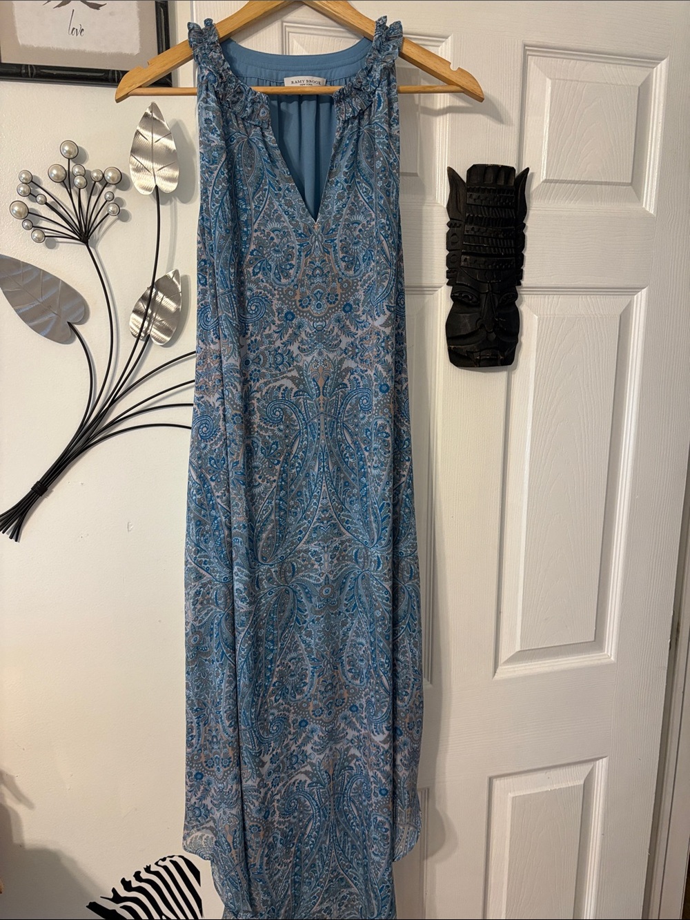 Ramy Brook Blue Paisley Sleeveless Maxi Dress